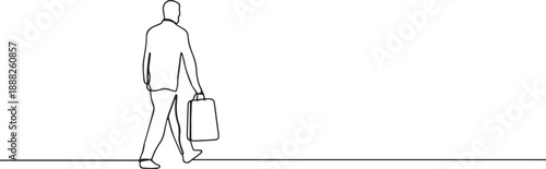 Business man holding brief case one continuous line art, Vector illustration, One line art, Line art graphic style