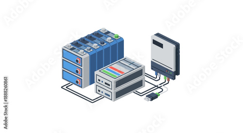 Computer server and data storage devices connected together.