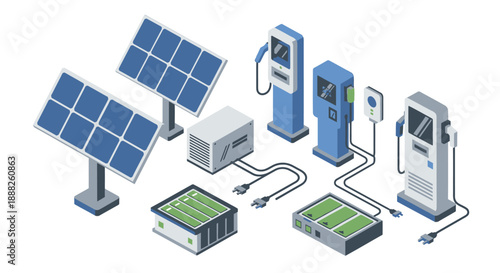 Solar Panels and Electric Vehicle Charging Station System.