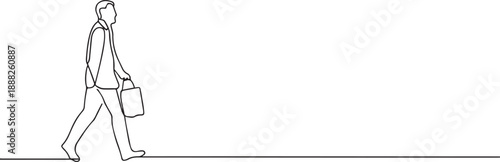 Business man holding brief case one continuous line art, Vector illustration, One line art, Line art graphic style