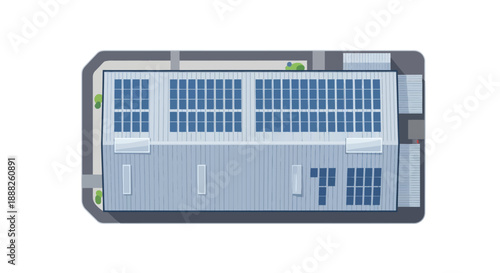 Top view of a solar power plant with photovoltaic panels.