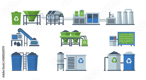 Recycling Process Infographic Elements Collection.