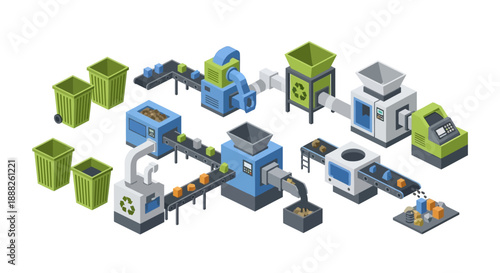 Industrial manufacturing process with recycling and production stages.