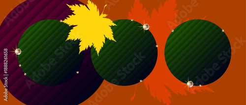Stock vector simple minimalistic autumn background orange yellow. Stylish leaves scattered around the background, use for design text or social media