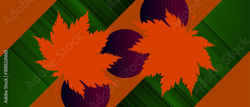 Stock vector simple minimalistic autumn background orange yellow. Stylish leaves scattered around the background, use for design text or social media