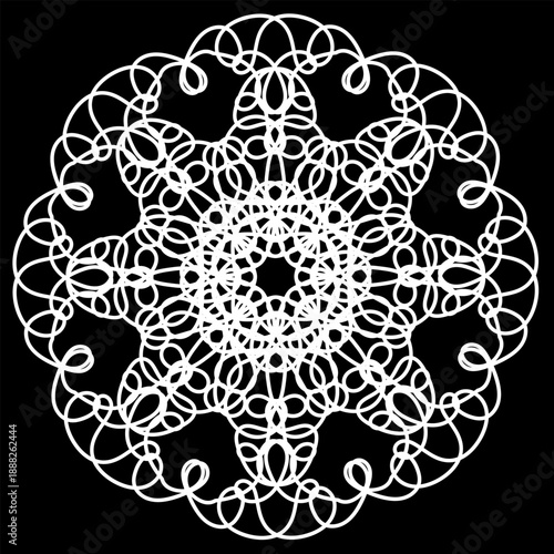 White round lace napkin on a black background