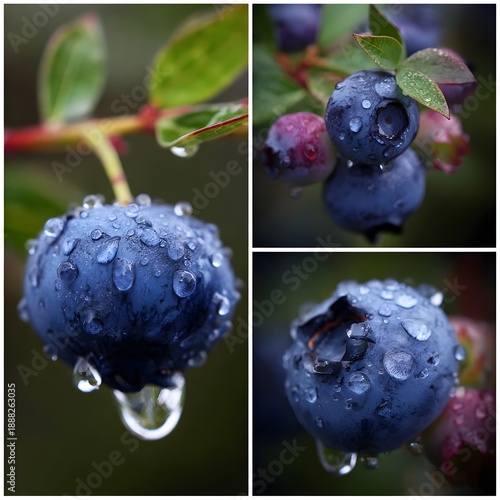 Fresh wild berries covered in water droplets picture
