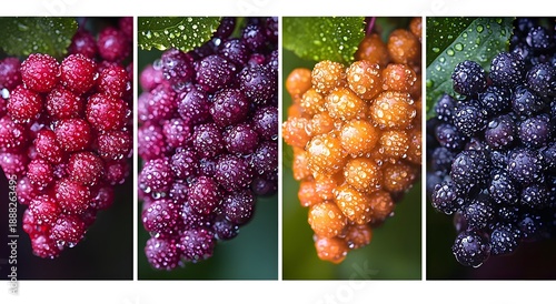 Freshly rained elderberry bunch in lush green environment image