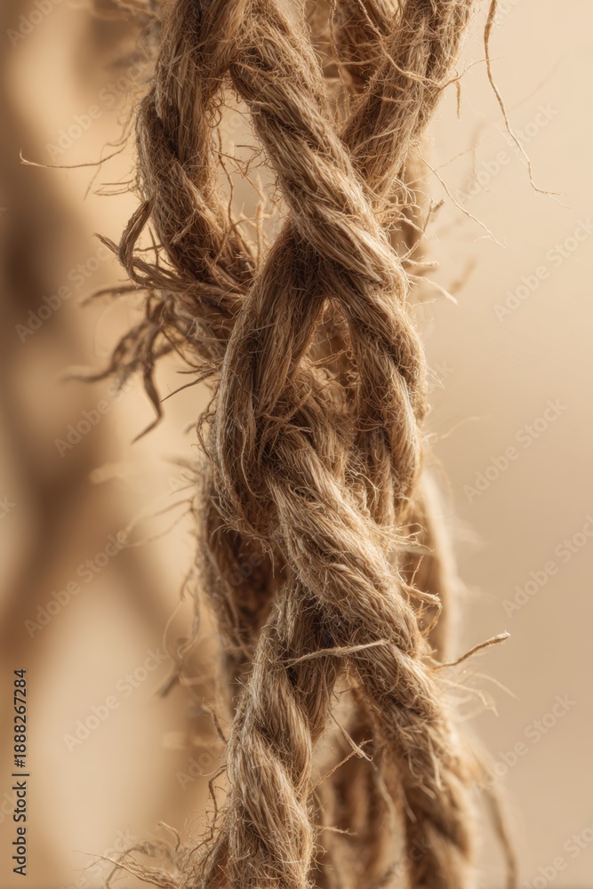 Fototapeta premium Close-up of twisted rope texture for rustic decor and artisan design
