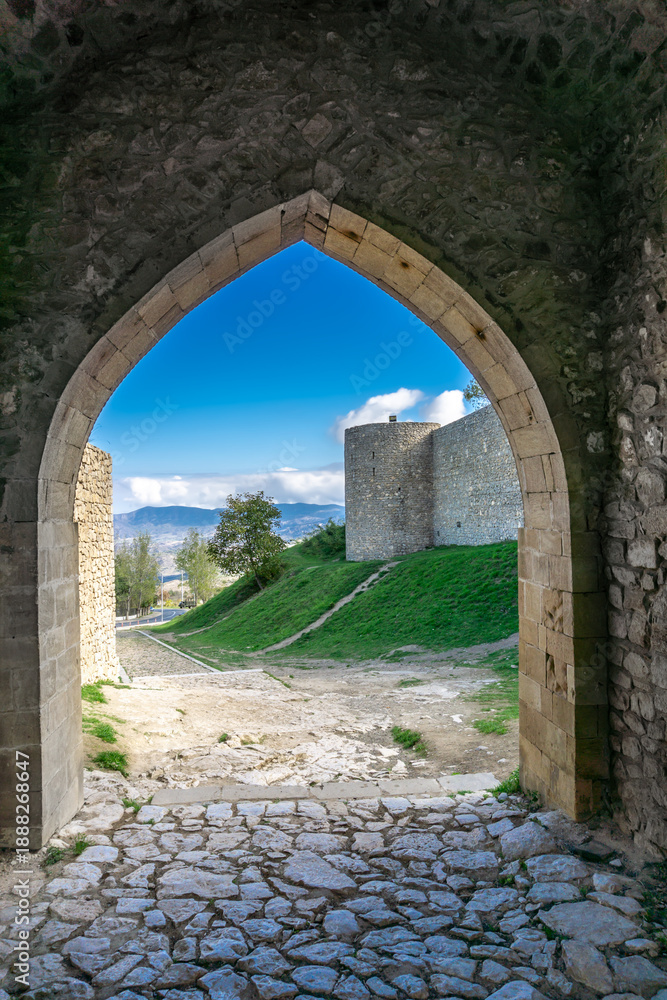 Naklejka premium The Shusha fortress constructed in 1747 is a fortress surrounding the historical centre of Shusha, Azerbaijan.