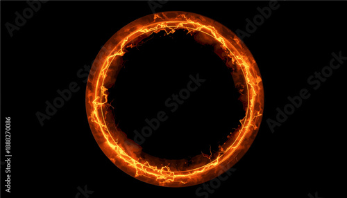 Orange Flame Thunder Circle with Hot Electric Power Burst Effect Transparent Background SVG cut out