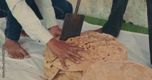 Wallpaper Mural Indian Village Women And Men Preparing Mahaprasad Roti for a Spiritual Mass Gathering Torontodigital.ca