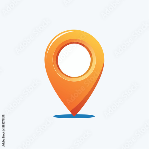 Bright and glossy orange 3D location map pin icon, perfect for modern navigation, destination marking, and digital interface design projects