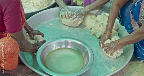 Wallpaper Mural Indian Village Women And Men Preparing Mahaprasad Roti for a Spiritual Mass Gathering Torontodigital.ca