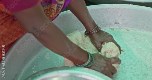 Wallpaper Mural Indian Village Women And Men Preparing Mahaprasad Roti for a Spiritual Mass Gathering Torontodigital.ca