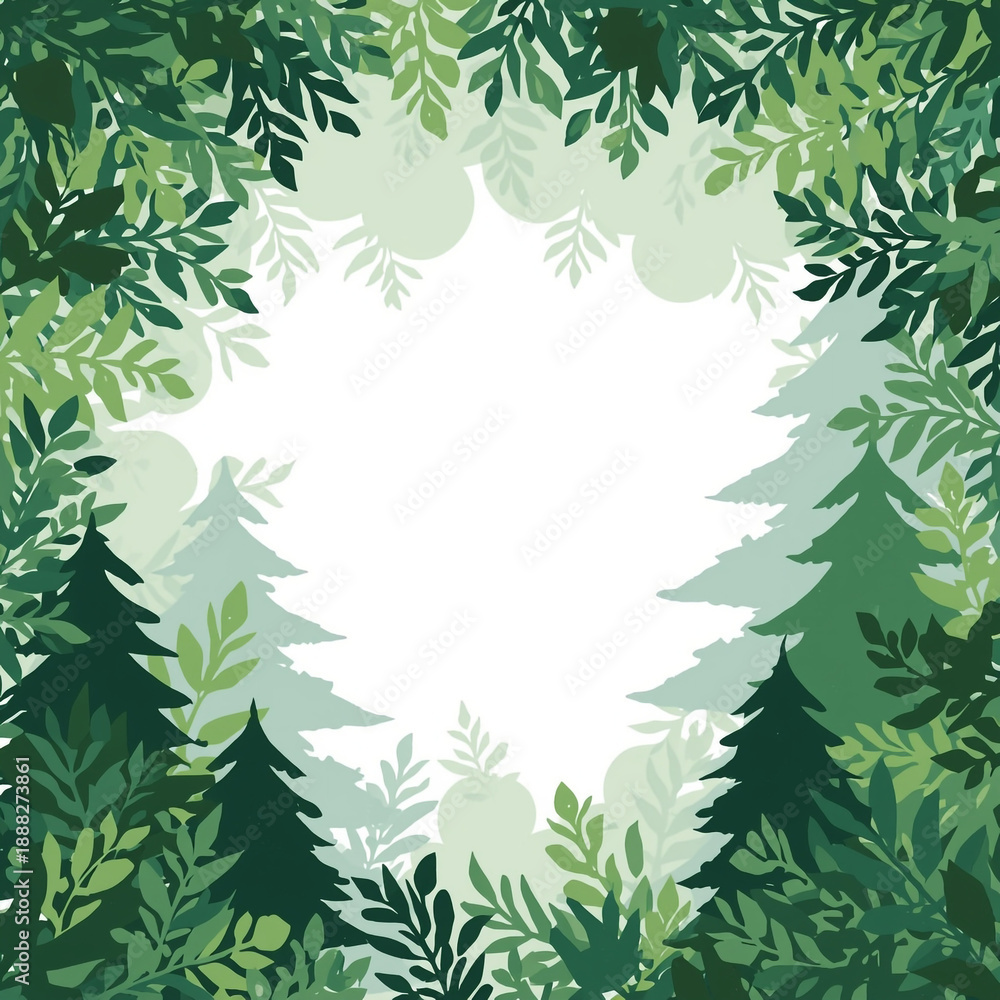 Naklejka premium green leaves frame