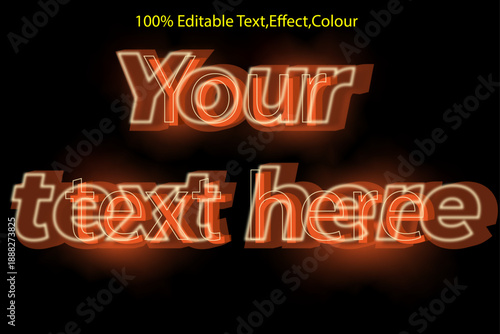 Neon text glow text effect editable text neon typographylight effect glowing letters text template  poster title youtube thumbnail  social media text headline design retro neon sign style