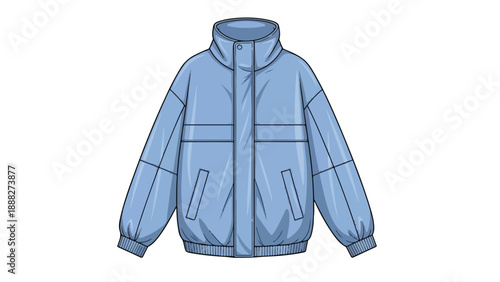 Light blue jacket with zipper and pockets on a white background, front view.