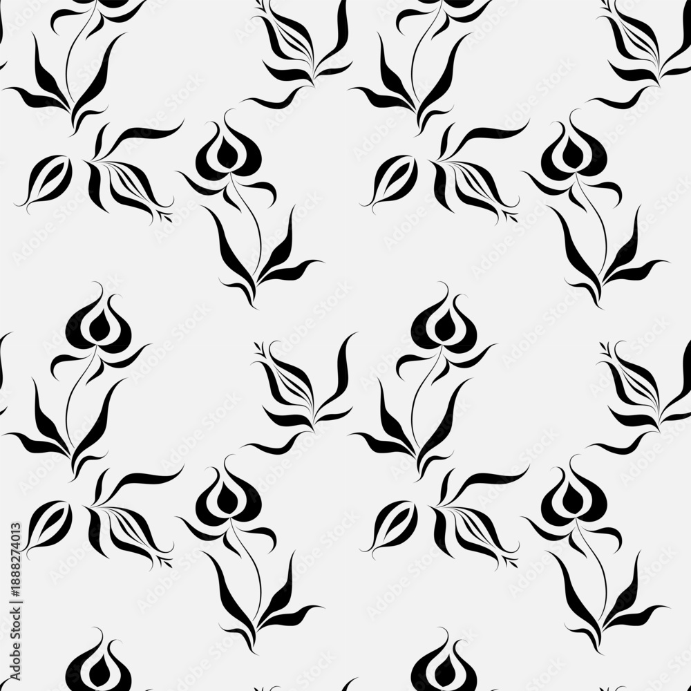 Fototapeta premium seamless botanical pattern of painted oriental motifs 