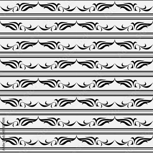 seamless botanical pattern of painted oriental motifs 