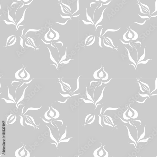 seamless botanical pattern of painted oriental motifs 