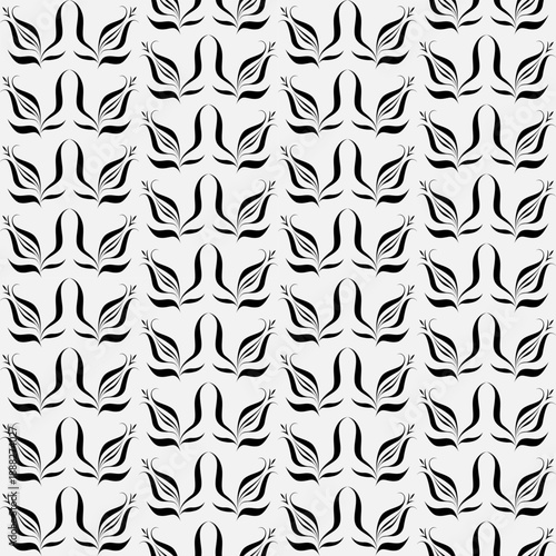 seamless botanical pattern of painted oriental motifs 