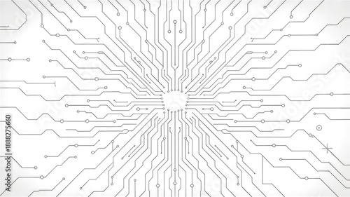 Digital circuit board background showcasing white electronic patterns. Vector tech design with semiconductor lines, motherboard elements, and modern circuitry composition. Digital vector illustration 