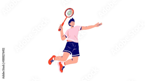 Professional Badminton Player Action Character Illustration