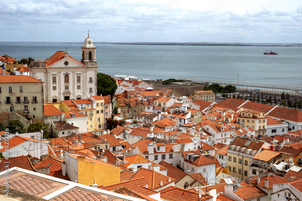 Fototapeta premium Lisbon Rooftops Viewed From Miradouro de Santa Luzia, Alfama