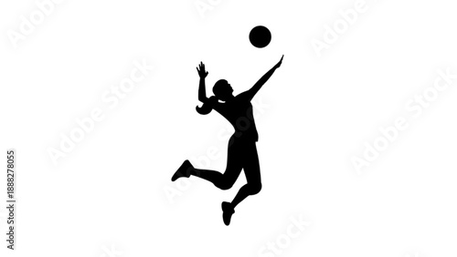 Female Athlete Jumping Volleyball Action Silhouette