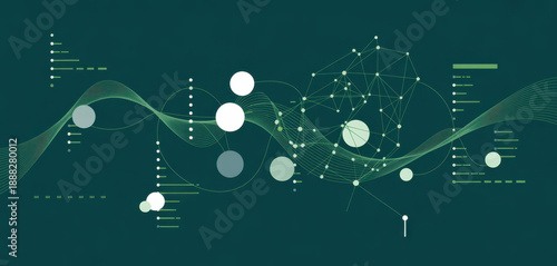 The abstract wave is made in a frame style. Template for science and technology presentation. 

