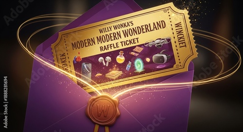 Golden Raffle Ticket. A luxury gold 