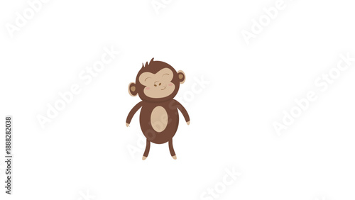 Cute Baby Monkey Character Flat Vector Illustration