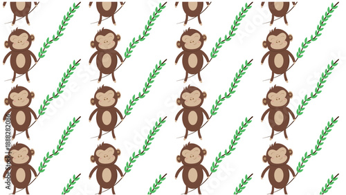 Cute Monkey Seamless Pattern for Kids and Nursery Design