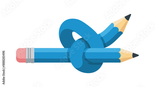 Knotted pencil concept art symbolizing creativity and flexibility in a