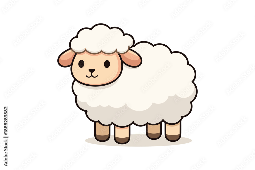 Obraz premium Cute cartoon sheep illustration with fluffy wool and sweet expression