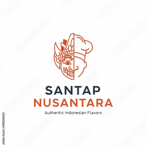 Indonesian Cuisine Logo with Chef Hat and Nusantara Text.