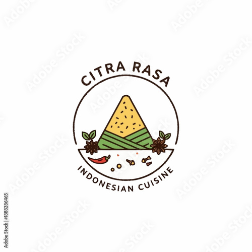 Citra Rasa Indonesian Cuisine Logo with Nasi Kuning and Spices.