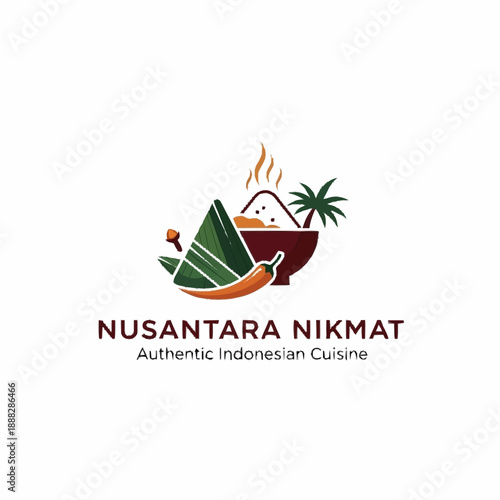 Nusantara Nikmat Authentic Indonesian Cuisine Logo Design.