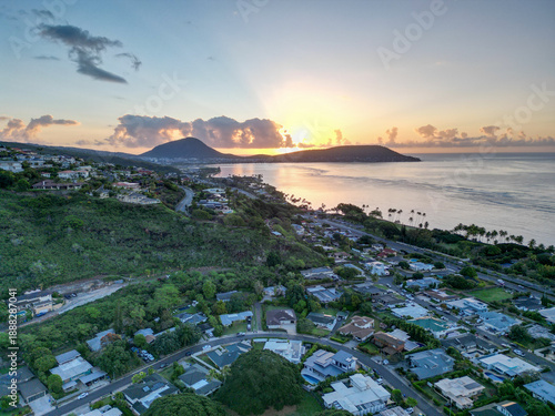 Εκτύπωση καμβά Oahu Hawaii Neighborhood and Sunrise