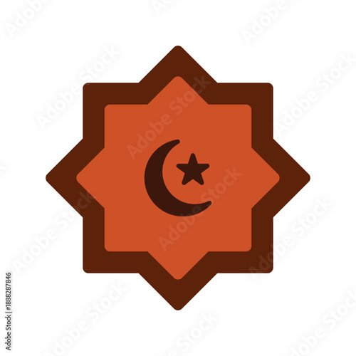 Crescent Satr With Modern Border Icon