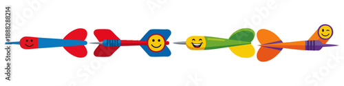 Dart with smiley face Flat Vector Illustration on Transparent Background