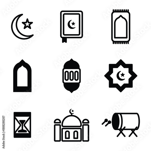 Modern Ramadan Outline Icons 