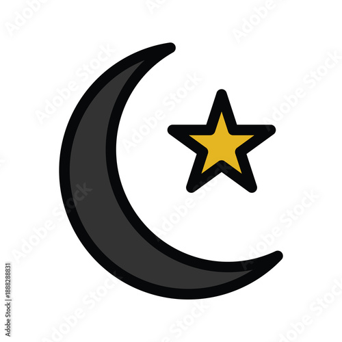 Crescent Star With Modern Syle Icon