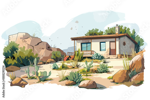 Ranch House isolated illustration
