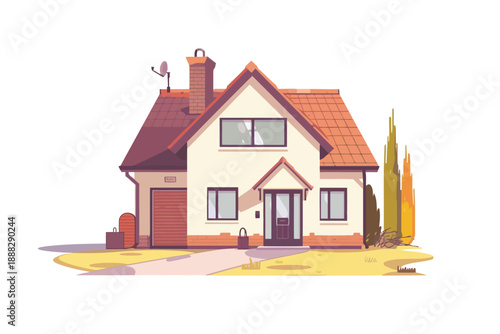 Single family house isolated illustration
