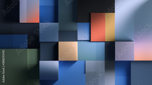 Colorful geometric shapes in pattern.