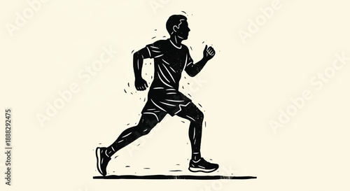 Dynamic Silhouette of a Man Running and Sprinting Motion Concept