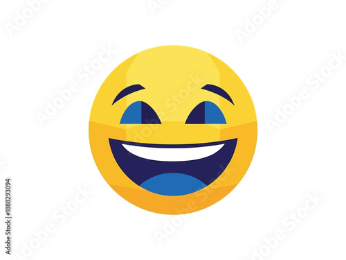 A bright yellow emoji face with a wide open mouth and blue eyes.