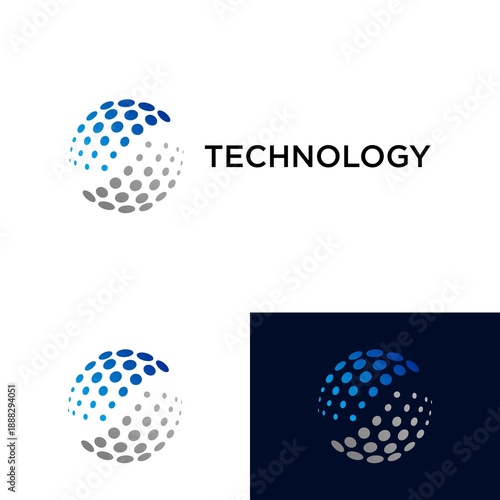 Collection of technology connection logo design modern with abstract dot, Blockchain, molecule and system graphic design vector illustration. Symbol, icon, creative.